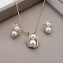 CENWA Water Drop Earring Necklace Set Water Drop Pearl Golden Zirconia Jewelry Bride Wedding Jewelry Maid of Honor Bridesmaid Wedding Gift