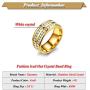 Xusamss Fashion Stainless Steel Double Row Iced Out Crystal Band Ring