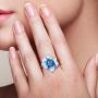 Santuzza Heart Shape Flower Rings 925 Sterling Silver Exquisite Blue Clover Enamel Ring Fine Jewelry for Women