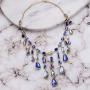 CATHERINE MALANDRINO Multi-Colored Stone Waterfall Style Yellow Gold-Tone Necklace for Women