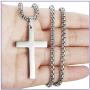 Fusamk Fashion Titanium Steel Prayer Cross Pendant Necklace,24'' Box Chain
