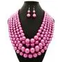 Womens Simulated Faux Pearl Five Multi-Strand Statement Necklace and Earrings Set Womens Simulated Faux Pearl Five Multi-Strand Statement Necklace and Earrings Set