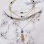 CATHERINE MALANDRINO 18-27 Inch Multi-Colored Station Rolo Chain with Tassel Yellow Gold-Tone Layered Necklace for Women