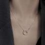N/W Sterling Silver Coin Necklace for Women Girls Minimalist Full Karma Moon Circle Ring Bar Ball Pendant Choker Adjustable Chain Simple Personalized Promise Jewelry Birthday Valentine