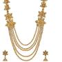 Efulgenz Indian Bollywood Traditional White Red Green Rhinestone Faux Ruby Emerald Heavy Bridal Designer Multistranded Lariat Necklace Set for Women and Girls (Style 4)