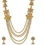 Efulgenz Indian Bollywood Traditional White Red Green Rhinestone Faux Ruby Emerald Heavy Bridal Designer Multistranded Lariat Necklace Set for Women and Girls (Style 4)