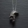 HAQUIL Skull Necklace - Metal Alloy, Half Broken Skull Pendant - Cable Chain, 19.7''