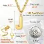 ChainsPro Men/Women Stunning Monogram Letter Necklace, A to Z Initial Charm with Chain-22+2''-Adjustable, 316L Stainless Steel/Gold Plated/Black (Send Gift Box)