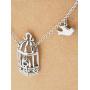 Quan Jewelry Gifts for Women Bird Cage with Key and Bird Charms Pendant Necklace, Necklaces for Women with Inspirational Greeting Card