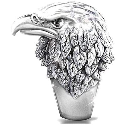 ABJFJE Retro Viking Alloy Eagle Ring Vintage Silver Statement Eagle Ring Punk Gothic Biker Band Engagement Gift Jewelry Ring for Men Boy