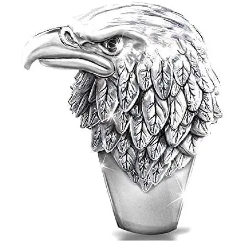 ABJFJE Retro Viking Alloy Eagle Ring Vintage Silver Statement Eagle Ring Punk Gothic Biker Band Engagement Gift Jewelry Ring for Men Boy ABJFJE Retro Viking Alloy Eagle Ring Vintage Silver Statement Eagle Ring Punk Gothic Biker Band Engagement Gift Jewelry Ring for Men Boy
