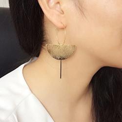 Fashion Exaggerated 18K Gold Geometric Multi-layer Half Circle Dangle Drop Earring for Women