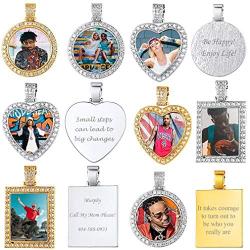 Custom4U Picture Necklace Personalized for Men or Women - Photo Necklace Customized with Chain 22”- DIY Memorial Necklace with Pictures Hip Hop Jewelry for Him Man Boys