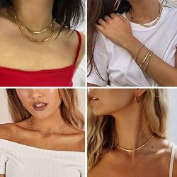iF YOU Gold Chain Bracelet and Choker Necklace Sets for Women Girls 14K Gold Plated Bangle Adjustable Figaro Paperclip Link Bracelet Jewelry
