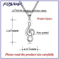 Fusamk Fashion Music Titanium Steel Note Symbol Pendant Charm Necklace