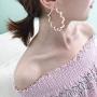 Pearl Beaded Hoop Earrings for Women Vintage Pearly Big Hoop Statement Ear Dangle Earrings with Stud Large Lightweight Pierced Nickle Free