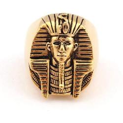 Gungneer Stainless Steel Egyptian Akhnaton King Pharaoh Ring Symbol of Protection Power Strength Jewelry Accessories