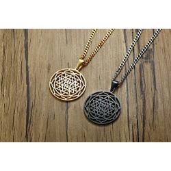 MPRAINBOW Gold Stainless Steel Gold Sri Yantra Sri Chakra Sacred Geometry Talisman Pendant Necklace