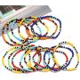 HEIDKRUEGER Seed Bead Stretch Bracelets Colorful Rainbow Tiny Beaded Stackable Vsco Bracelets Boho Summer Vacation Adjustable Bangle Bracelet for Women Girls 14Pcs