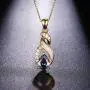Hermosa Opal Jewelry Set Women Pendant Necklace Stud Earrings Sapphire Rainbow Mystic Topaz with 18'' Chain