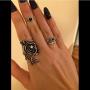 Flongo Womens Ladies Gothic Stainless Steel Vintage Big Rose Flower Vine Band Ring