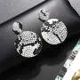Urwomin Leopard Drop Earring for Women Animal Print Leather Fur Drop Dangle Earring with Round Metal Disc Studs Statement Earring