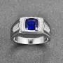 BONLAVIE Mens Engagement Ring 925 Sterling Silver Princess Cut Created Blue Sapphire Pave CZ Wedding Band Size 6-13 BONLAVIE Mens Engagement Ring 925 Sterling Silver Princess Cut Created Blue Sapphire Pave CZ Wedding Band Size 6-13