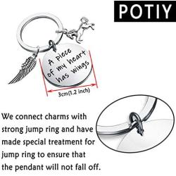 POTIY Horse Memory Gift in Memory of Horse Jewelry A Piece of My Heart Has Wings Pet Pony Mourning Loss Keychain Sympathy Gift Horse Memory Keepsake