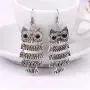 Vintage Owl Sweater Chain Necklace Big Eye Owl Animal Dangle Drop Earrings for Women Girls Fashion Jewelry Set