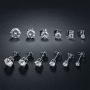 GEMSME 18K White Gold Plated Round Cubic Zirconia Stud Earrings Hypoallergenic Jewelry for Women Men
