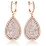 Barzel 18K Rose Gold Plated or White Gold Plated Pave Cubic Zirconia Teardrop Dangling Earrings