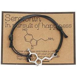 Serotonin Wish Bracelet, Be Happy, in Pursuit of Happiness, Strong, Mental Health, Depression, Chemistry, Awareness, Wish String (Black)