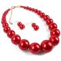 KOSMOS-LI Large Style Big Imitate Pearl Strand Choker Necklace with Earrings Set