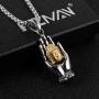 HZMAN Men Women Meditation Buddha Necklace Stainless Steel Head & Praying Hand Pendant Necklace Yogi Jewelry