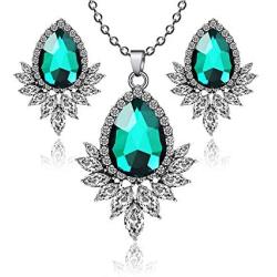 TIAMBING Jewelry Sets for Women-Teardrop Earrings and Necklaces Set-Pear Shaped Crystals from Austria-Gifts for Mom/Best Friends/Girls/Girlfriend/Wife