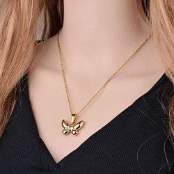 Butterfly Pendant Necklace Lightweight Hypoallergenic Surgical Titanium Steel Golden Insect Necklace