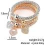 BELLA-Bee 3PCS/Set Multilayer Butterfly Heart Elephant Charms Chain Bracelet Crystal Stretch Bracelet for Women Girls Jewelry