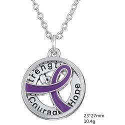 My Shape Purple Cancer Awareness Ribbon Cause Pendant Strength Courage Hope Necklace Survival Trendy Jewelry