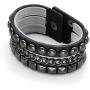 Jovivi Men Women Punk Rock Genuine Leather Multi Layers Spike Studded Rivets Strap Wrap Biker Leather Cuff Bracelet Bangle Wristband, Black