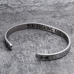 Inspirational Jewelry for Women Cuff Bangle Bracelets Stainless Steel Gifts Engraved Message