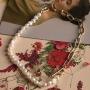 Cowlyn Paper Clip Necklace Pearl Vintage Chunky Link Chain 18K Gold Fashion Retro Charm Valentine Jewelry for Women