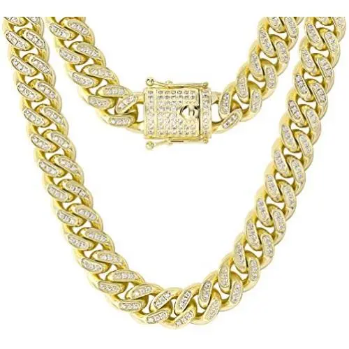 KRKC&CO 14mm Iced Cuban Link Chain, 14k/White Gold Cuban Link Curb Chain for Men, Cuban Choker Necklace, Durable and Anti-Tarnish Urban Street-wear Everlasting Shine Hip Hop Jewelry KRKC&CO 14mm Iced Cuban Link Chain, 14k/White Gold Cuban Link Curb Chain for Men, Cuban Choker Necklace, Durable and Anti-Tarnish Urban Street-wear Everlasting Shine Hip Hop Jewelry