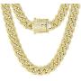 KRKC&CO 14mm Iced Cuban Link Chain, 14k/White Gold Cuban Link Curb Chain for Men, Cuban Choker Necklace, Durable and Anti-Tarnish Urban Street-wear Everlasting Shine Hip Hop Jewelry