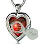 925 Sterling Silver Heart Pendant I Love You Necklace 24k Gold Inscribed in 120 Languages in Miniature Text on Sparkling Brilliant Cut Heart-Shaped Cubic Zirconia Gemstone, 18'' Rolo Chain