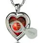 925 Sterling Silver Heart Pendant I Love You Necklace 24k Gold Inscribed in 120 Languages in Miniature Text on Sparkling Brilliant Cut Heart-Shaped Cubic Zirconia Gemstone, 18'' Rolo Chain