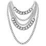 BVROSKI Chains Necklace for Eboy Egirl Men Male Emo Goth Women Teen Girls Boys,2 & 3 Layered Pendants Necklaces Set,Stainless Steel Jewelry Pack for Pants Punk Play