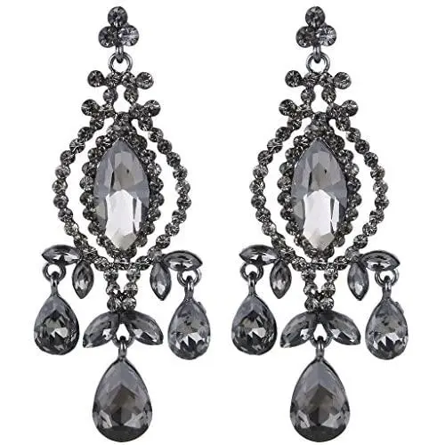 EVER FAITH Austrian Crystal Vintage Style Teardrop Dangle Chandelier Earrings
