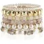 RIAH FASHION Bohemian Multi Strand Faux Pearl Bracelets - Layer Beaded Statement Stretch Lovely Crystal Charm Bangles Flower, Star, Heart RIAH FASHION Bohemian Multi Strand Faux Pearl Bracelets - Layer Beaded Statement Stretch Lovely Crystal Charm Bangles Flower, Star, Heart