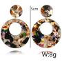 SMALLLOVE Acrylic Earrings Set for Women Girls Fashion Retro Bohemian Statement Leopard Print Geometric Resin Acetate Drop Dangle Hoop Studs Earrings