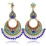 RechicGu Tribal Vintage Crescent Blue Stone Jhumki Jhumka Banjara Kuchi Belly Dance Gypsy Earrings